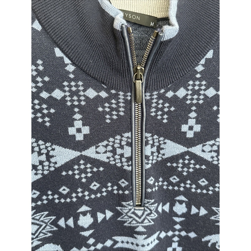 Greyson Wolf Fair Isle Quarter Zip Sweater Men's Medium Blue Winter Golf NWT - Picture 4 of 9